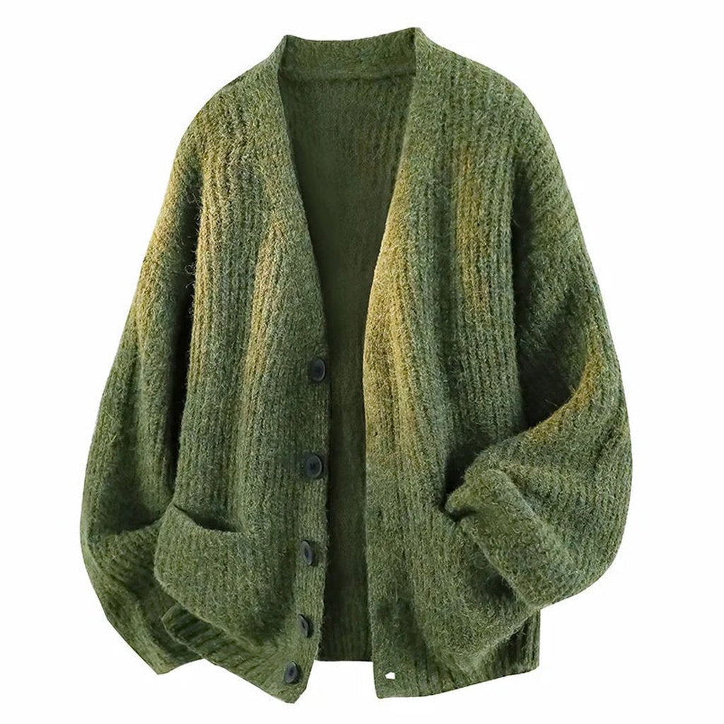 Men's Soft Drape Buttoned V-Neck Knit Cardigan