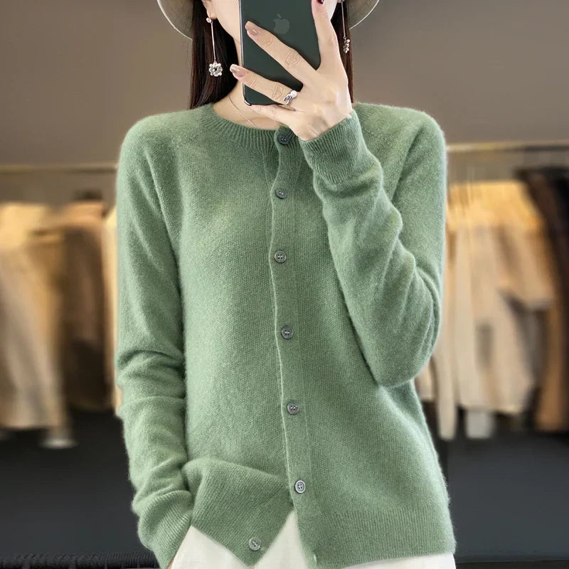 Women's Easy-Fit Button-Up Knit Layering Cardigan