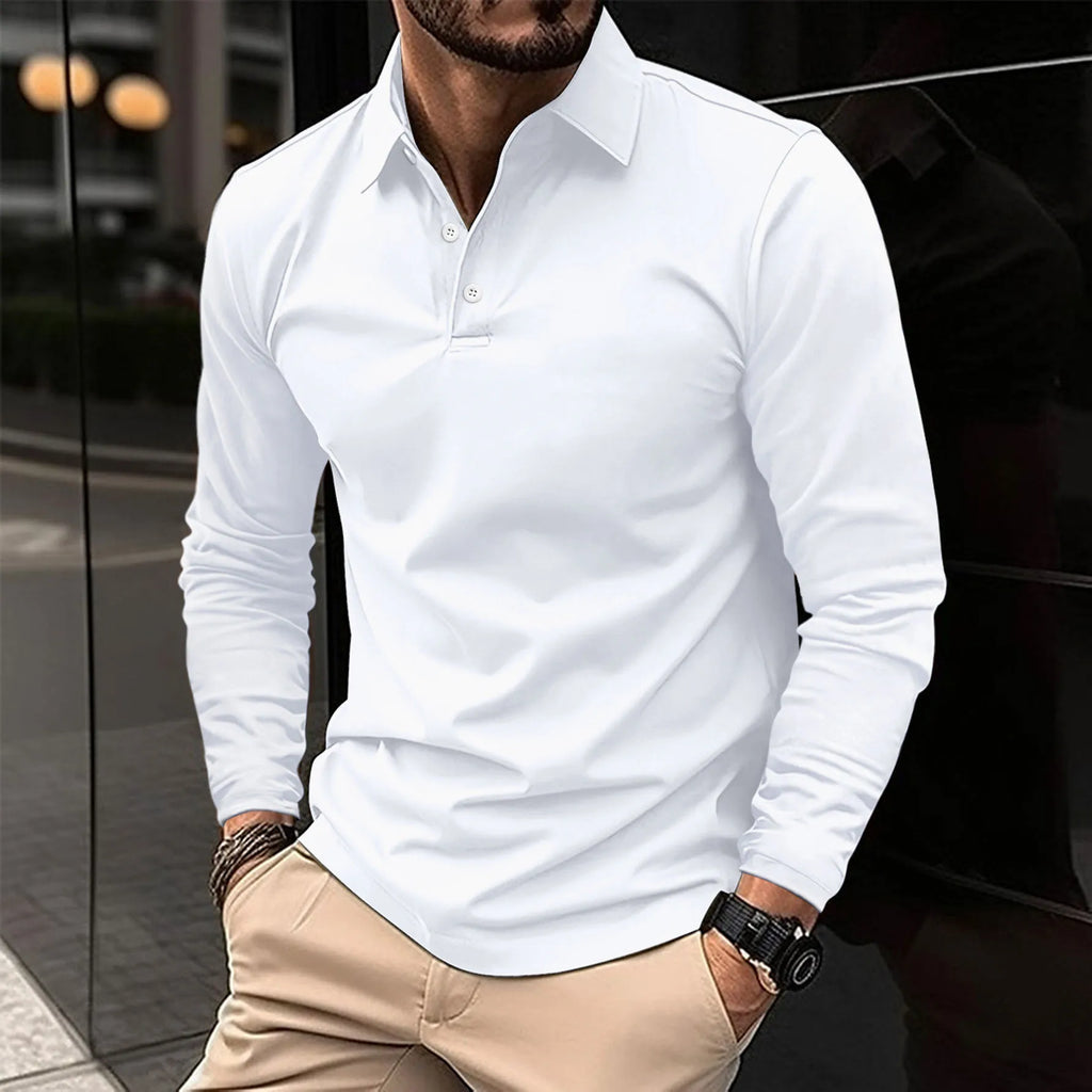 Men's Smart Casual Office Evening Long-Sleeved Polo Shirt