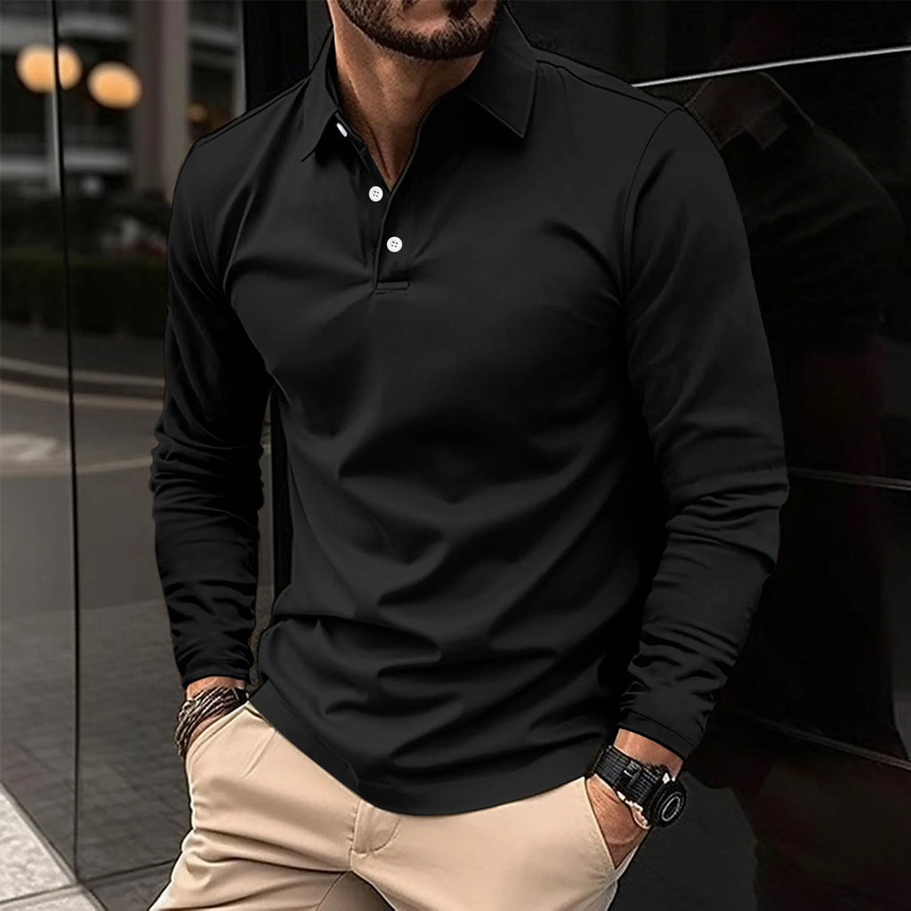 Men's Smart Casual Office Evening Long-Sleeved Polo Shirt