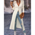 Women's Light Button-Front Jacket with Deep V Neckline