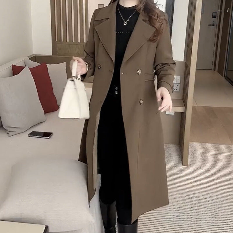 Women's Adjustable Belt Trench Topcoat