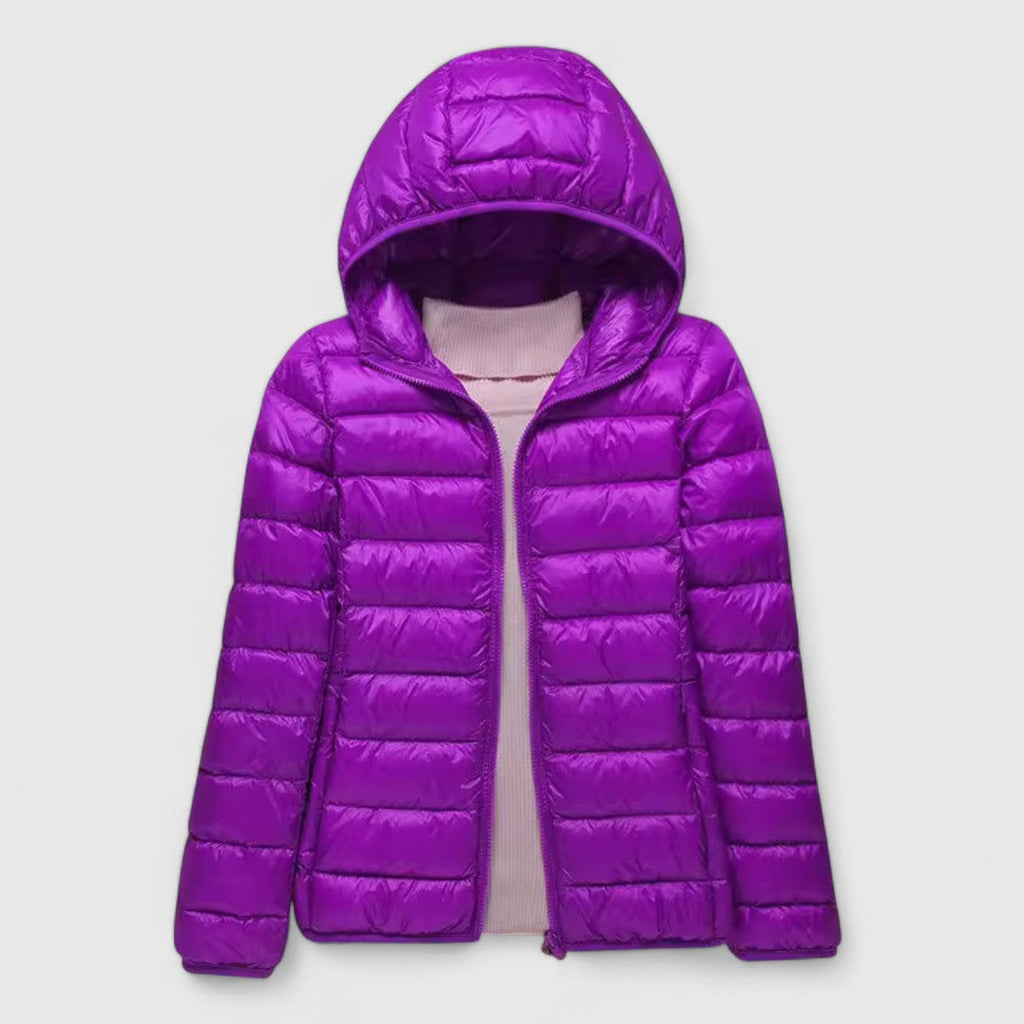 Women's Featherweight Padded Rain Jacket with Hood