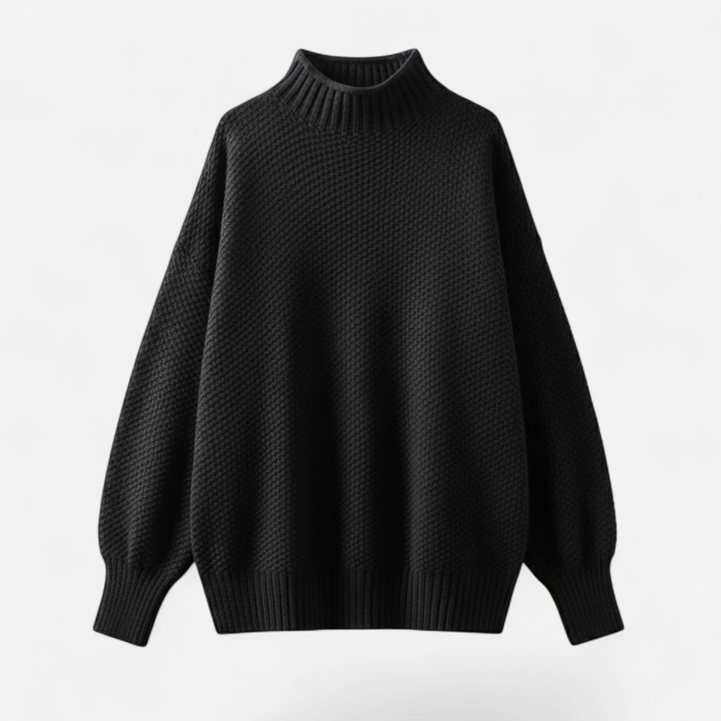 Women's Curvy Relaxed Mock Collar Soft Knit Sweater