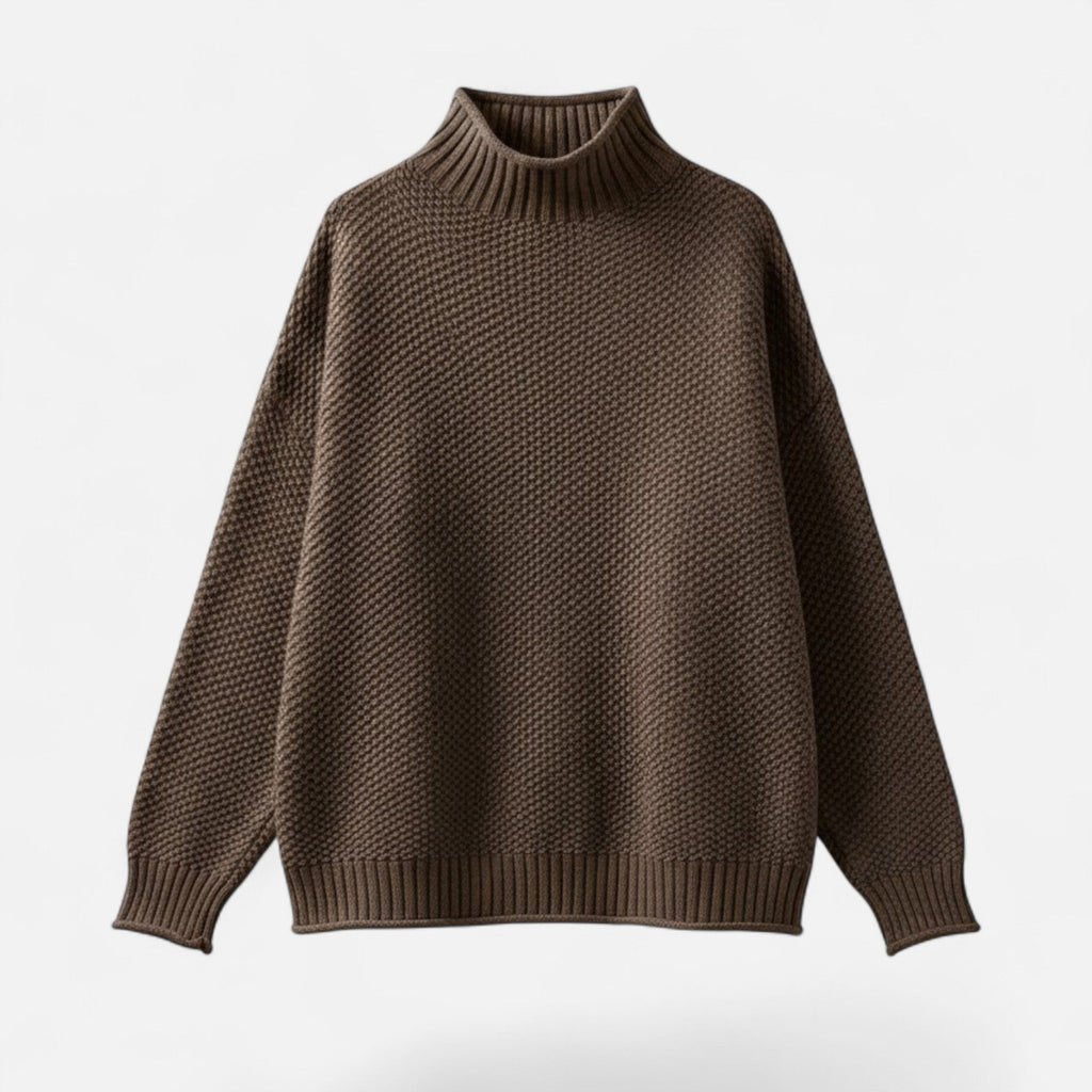 Women's Curvy Relaxed Mock Collar Soft Knit Sweater