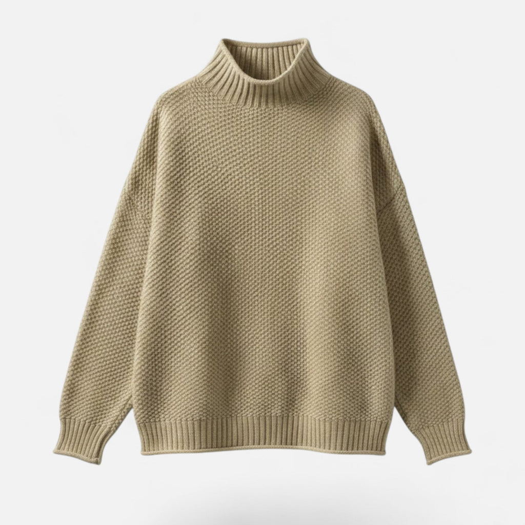 Women's Curvy Relaxed Mock Collar Soft Knit Sweater