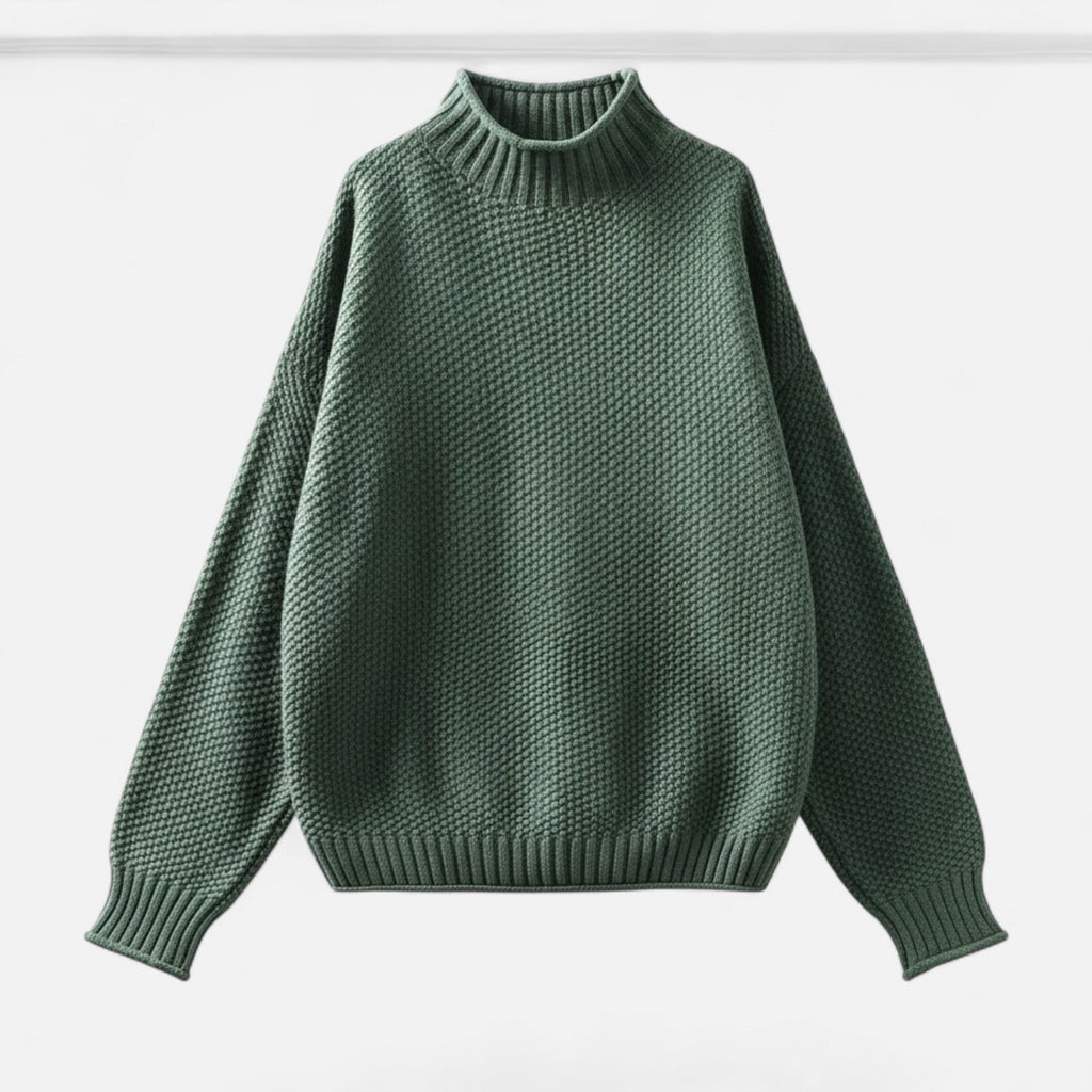 Women's Curvy Relaxed Mock Collar Soft Knit Sweater