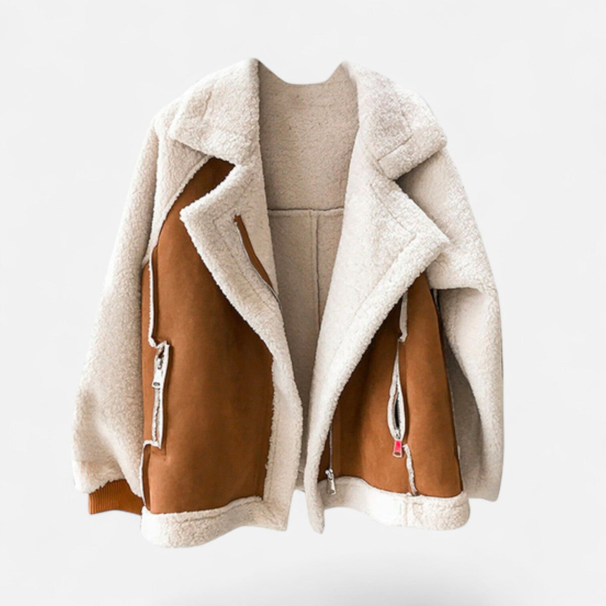 Women's Moto Style Cropped Lamb-Velvet Faux Suede Coat