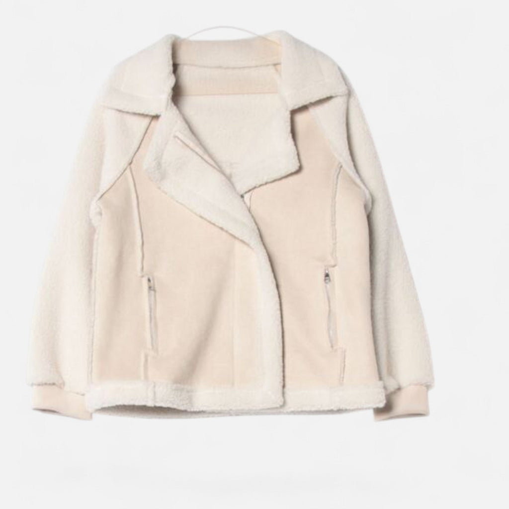 Women's Moto Style Cropped Lamb-Velvet Faux Suede Coat