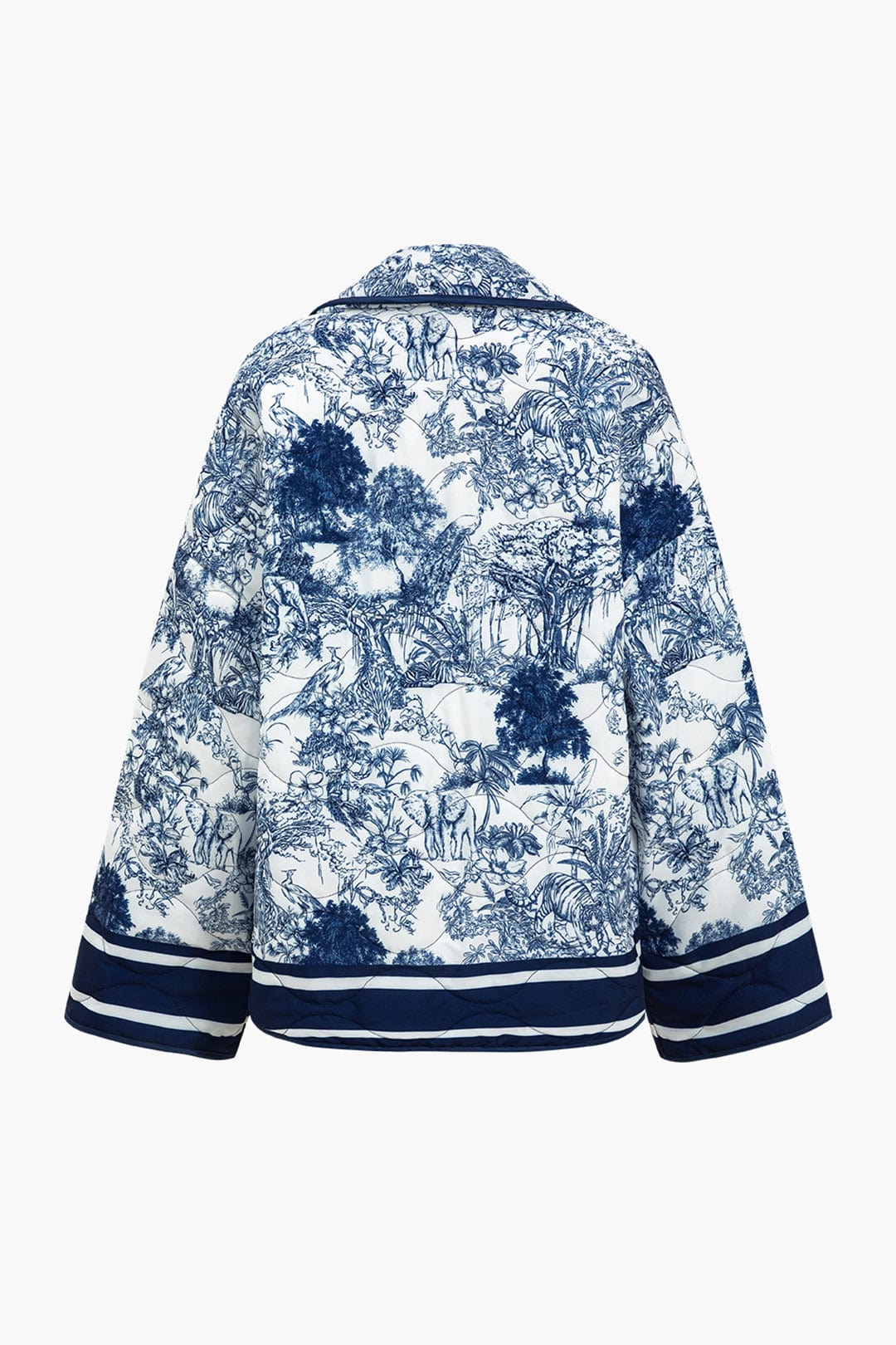 Women's Floral Print Quilted Jacket with Roomy Sleeves