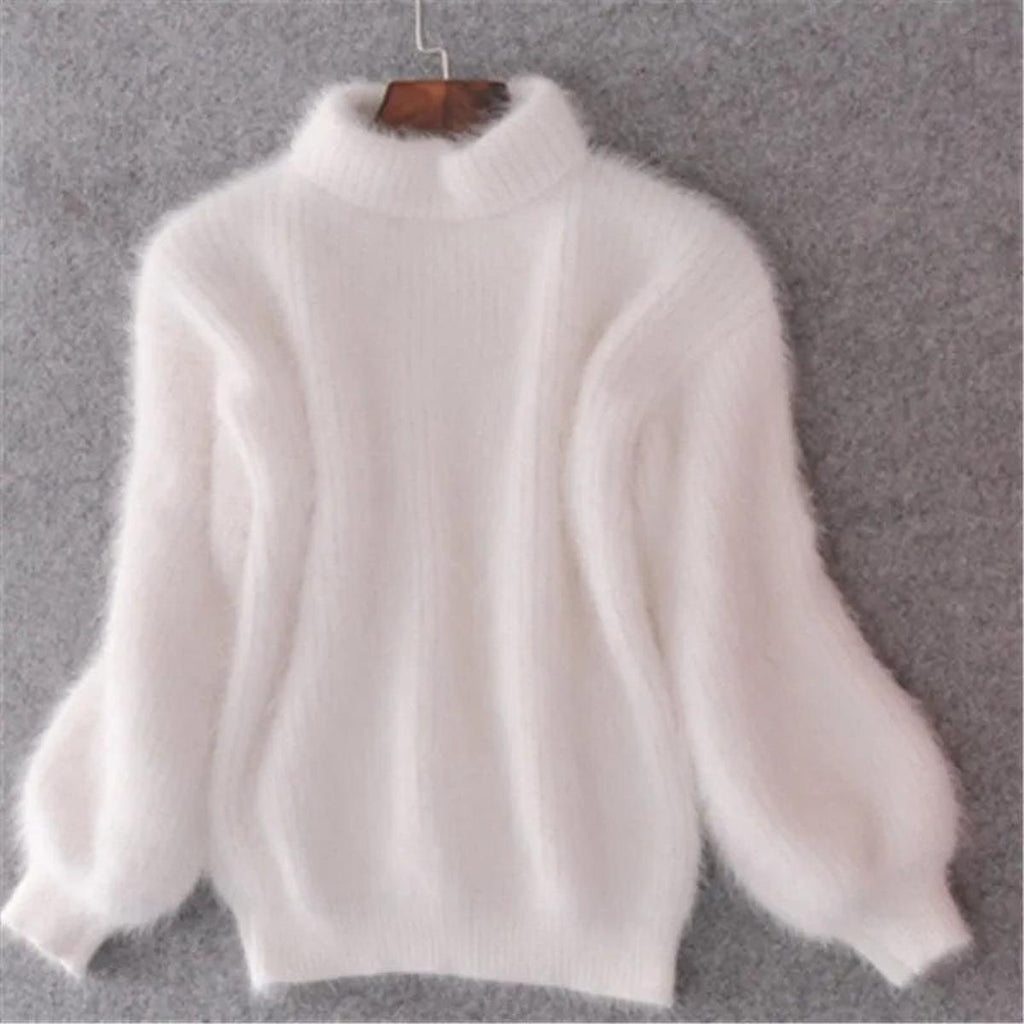 Women's Cozy Tall Collar Fuzzy Knit Sweater