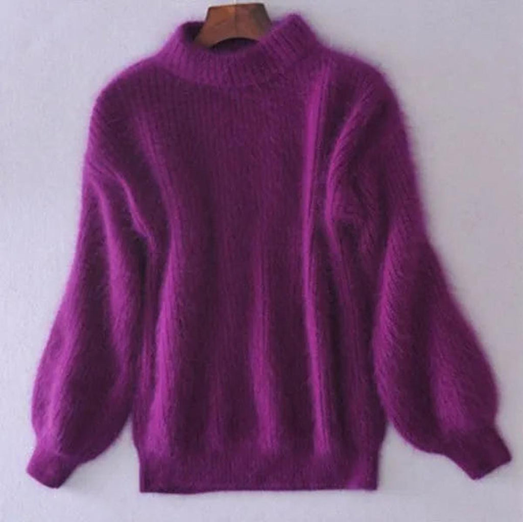 Women's Cozy Tall Collar Fuzzy Knit Sweater