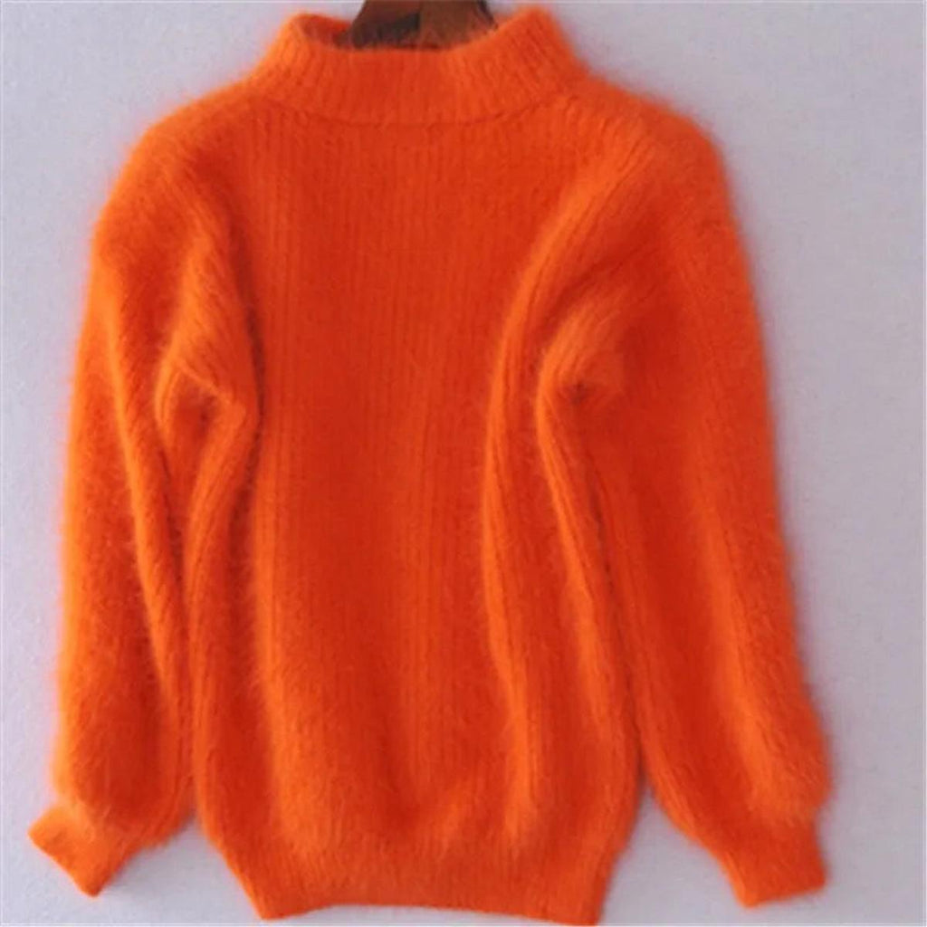 Women's Cozy Tall Collar Fuzzy Knit Sweater