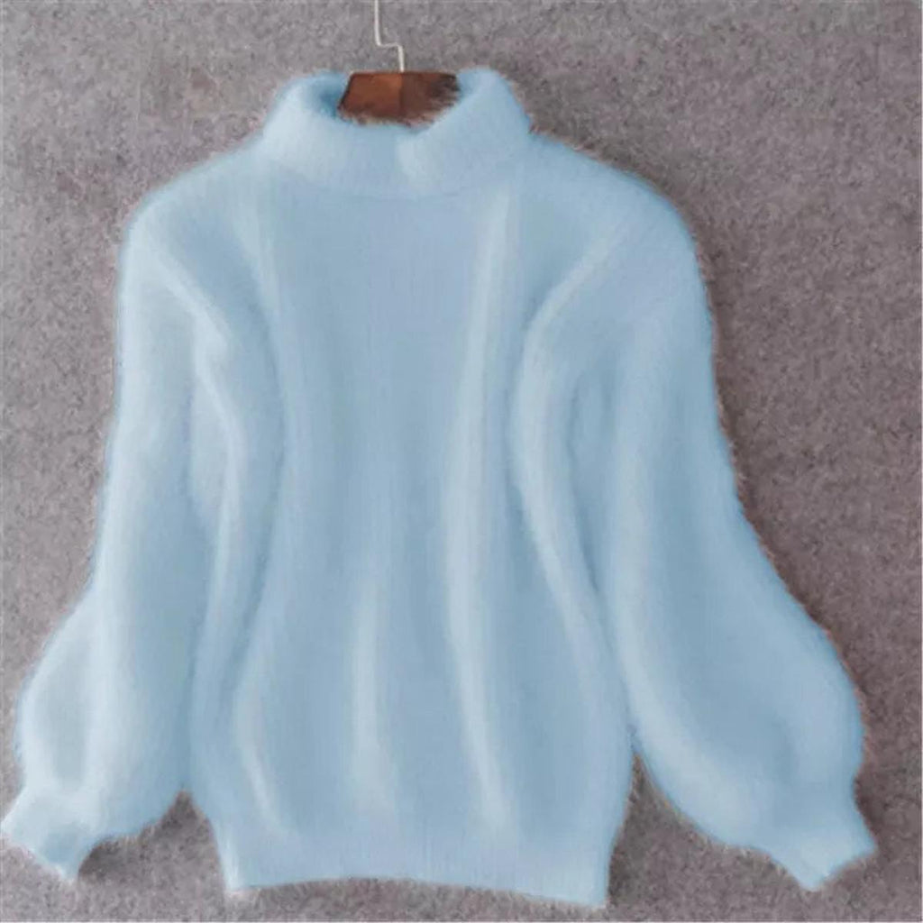 Women's Cozy Tall Collar Fuzzy Knit Sweater
