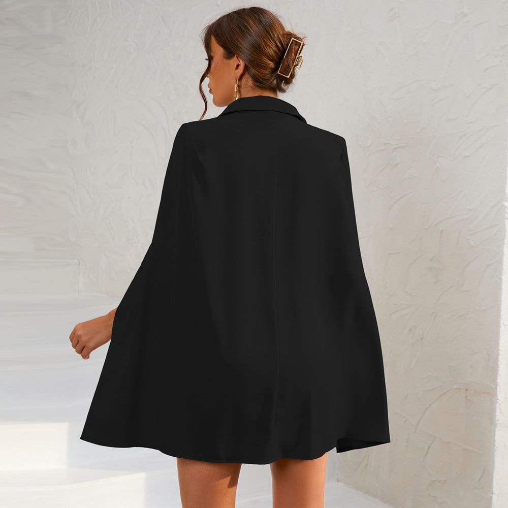 Women's Tailored Belted Cape Style Mini Dress