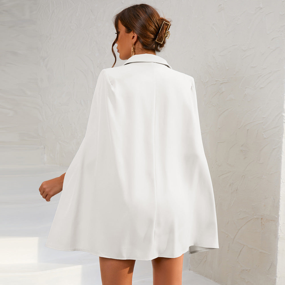 Women's Tailored Belted Cape Style Mini Dress