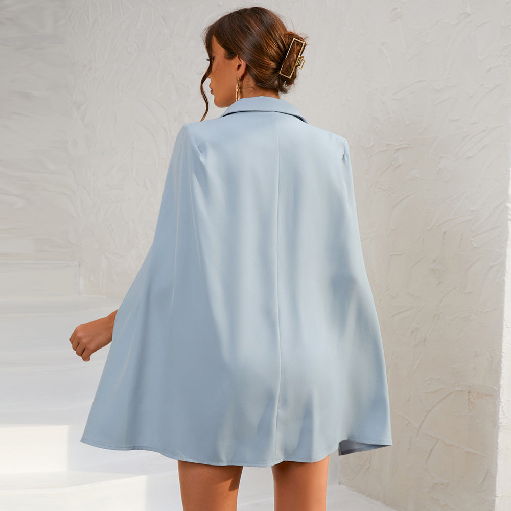 Women's Tailored Belted Cape Style Mini Dress