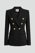 Women's Long Structured Blazer with Six-Button Front