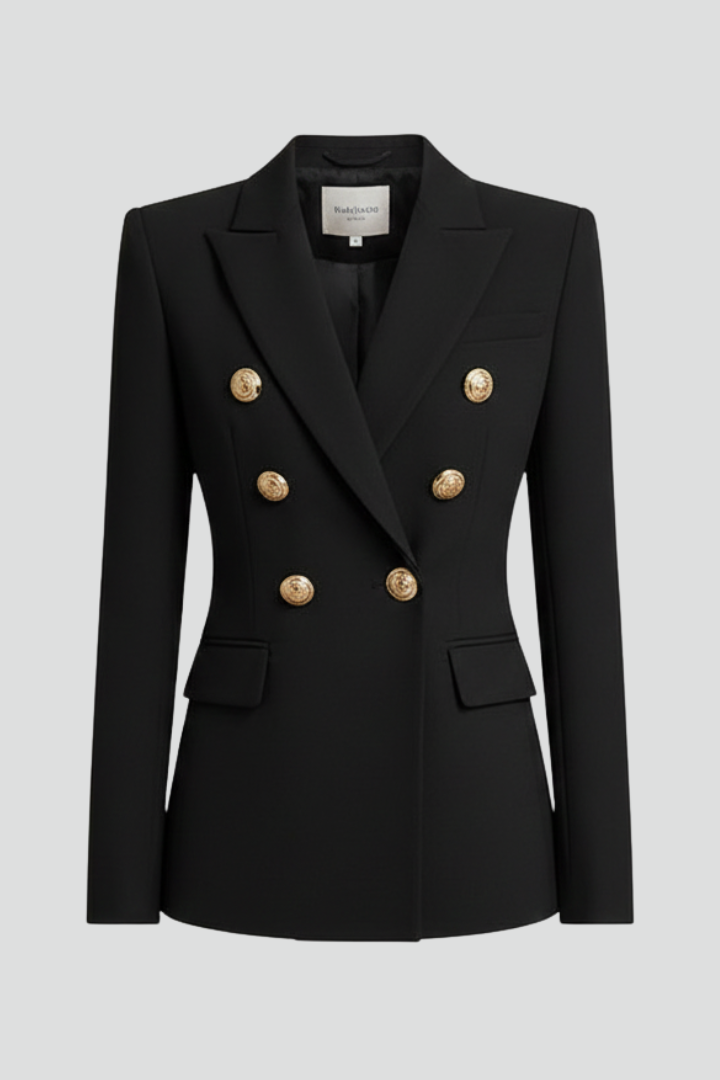 Women's Long Structured Blazer with Six-Button Front