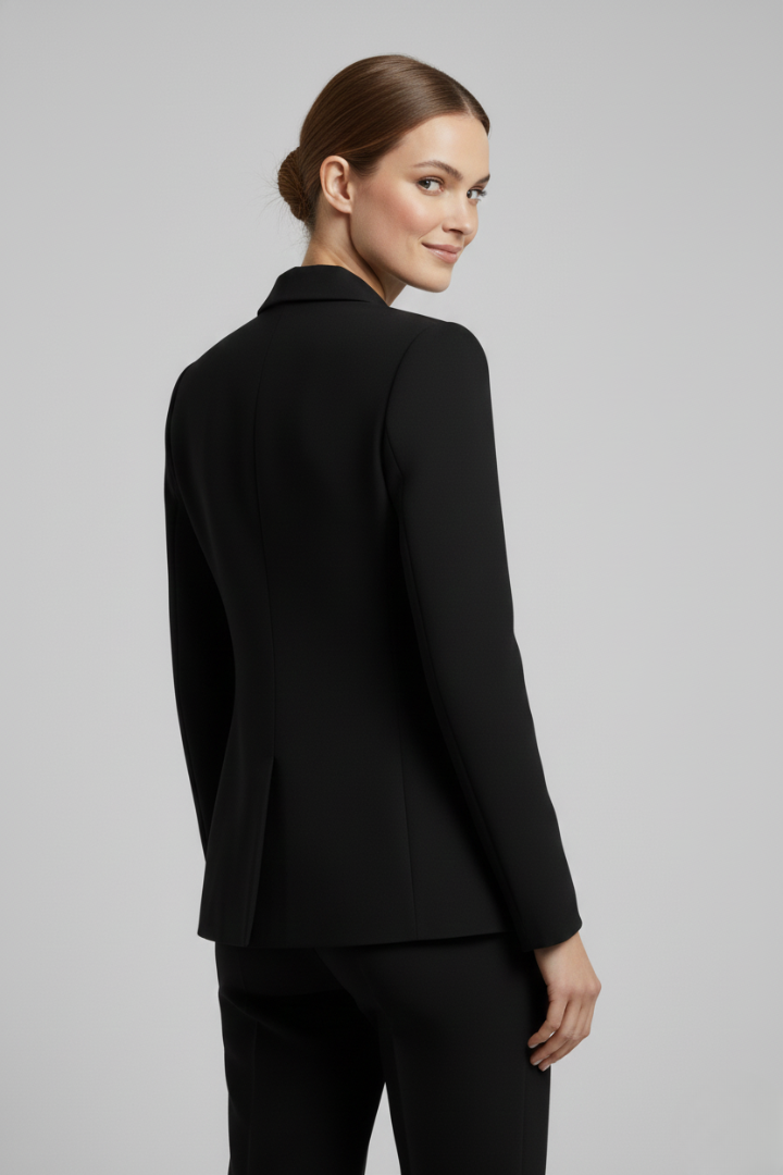 Women's Long Structured Blazer with Six-Button Front