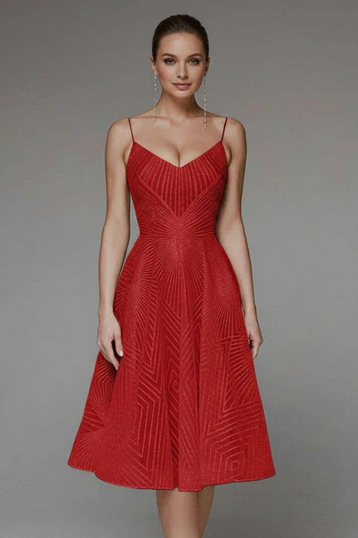 Women's Flared Skirt Strappy Midi Dress