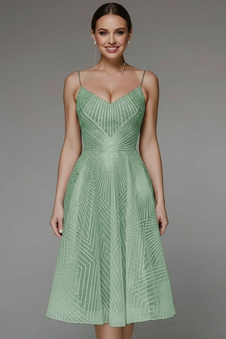 Women's Flared Skirt Strappy Midi Dress