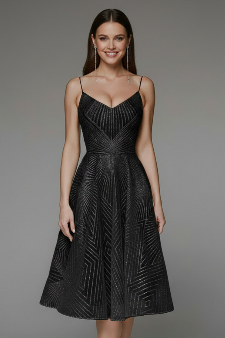Women's Flared Skirt Strappy Midi Dress