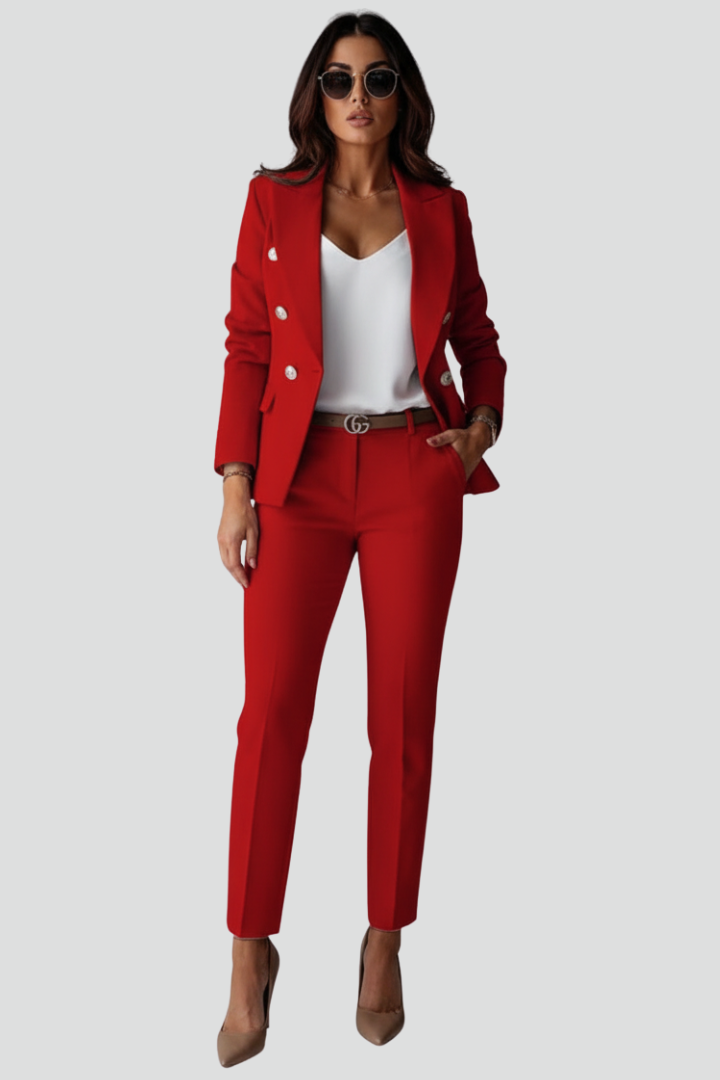 Women's Straight-Leg Pants and Blazer Coordinated Suit