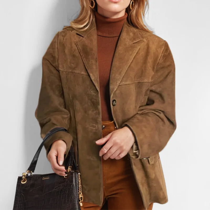 Women's Relaxed Faux Suede Tailored Blazer