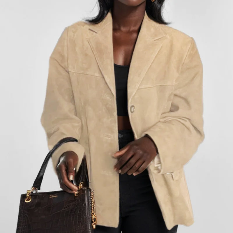 Women's Relaxed Faux Suede Tailored Blazer