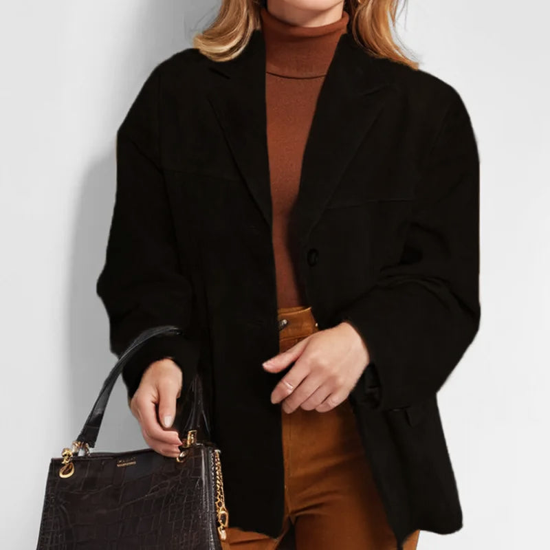 Women's Relaxed Faux Suede Tailored Blazer