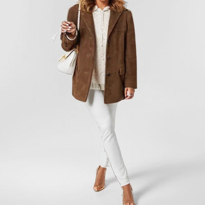Women's Relaxed Faux Suede Tailored Blazer