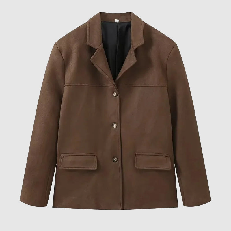 Women's Relaxed Faux Suede Tailored Blazer