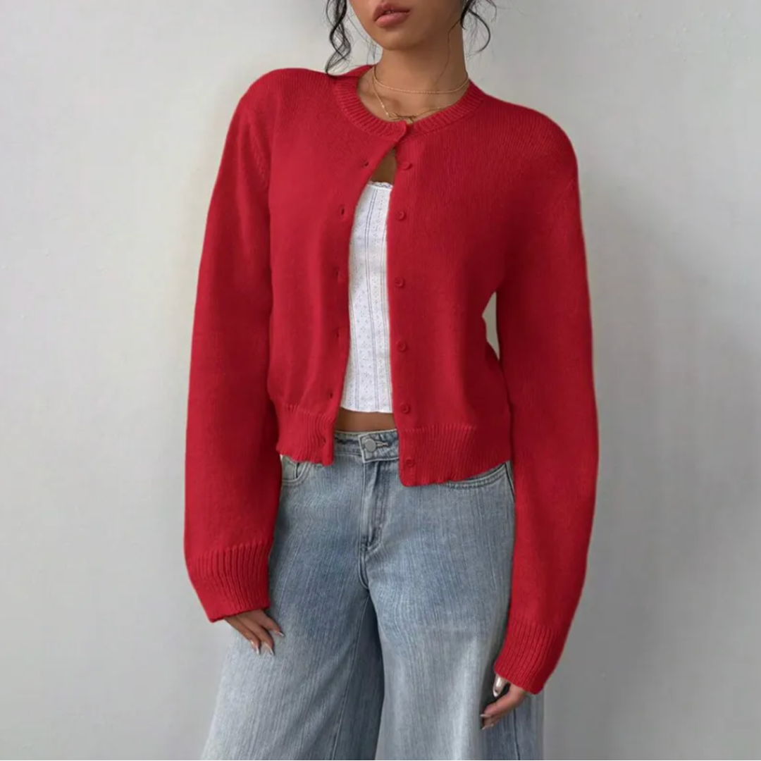 Women's Short Length Soft Button-Up Layering Cardigan