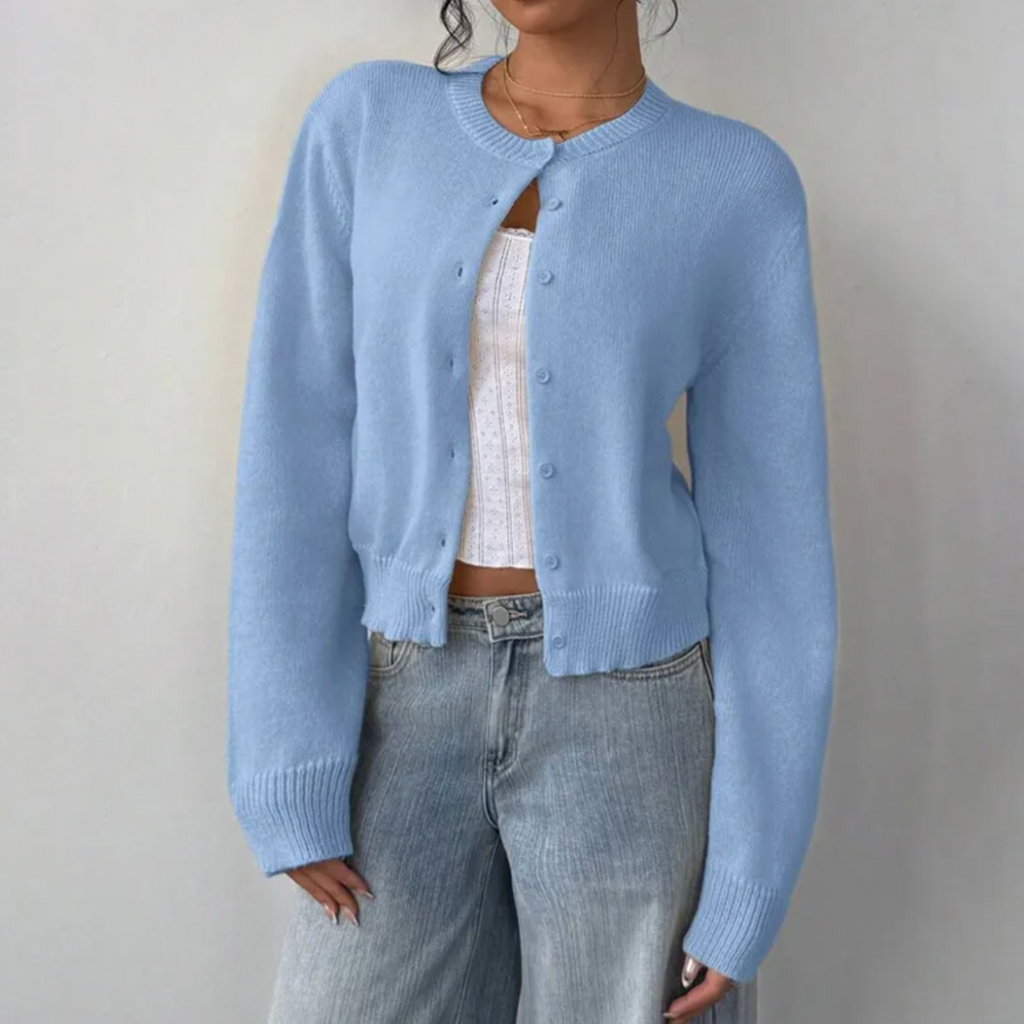 Women's Short Length Soft Button-Up Layering Cardigan