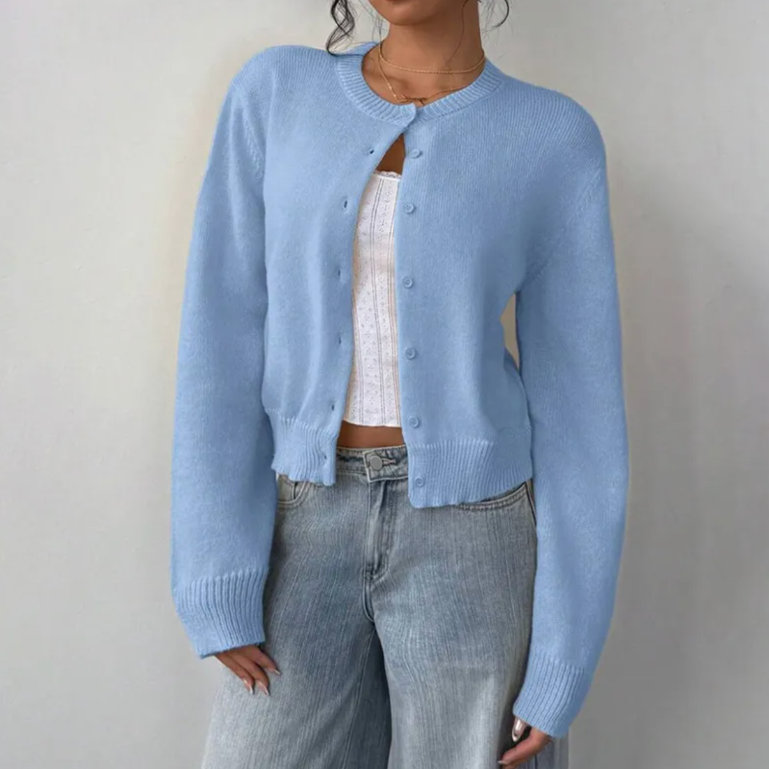 Women's Short Length Soft Button-Up Layering Cardigan