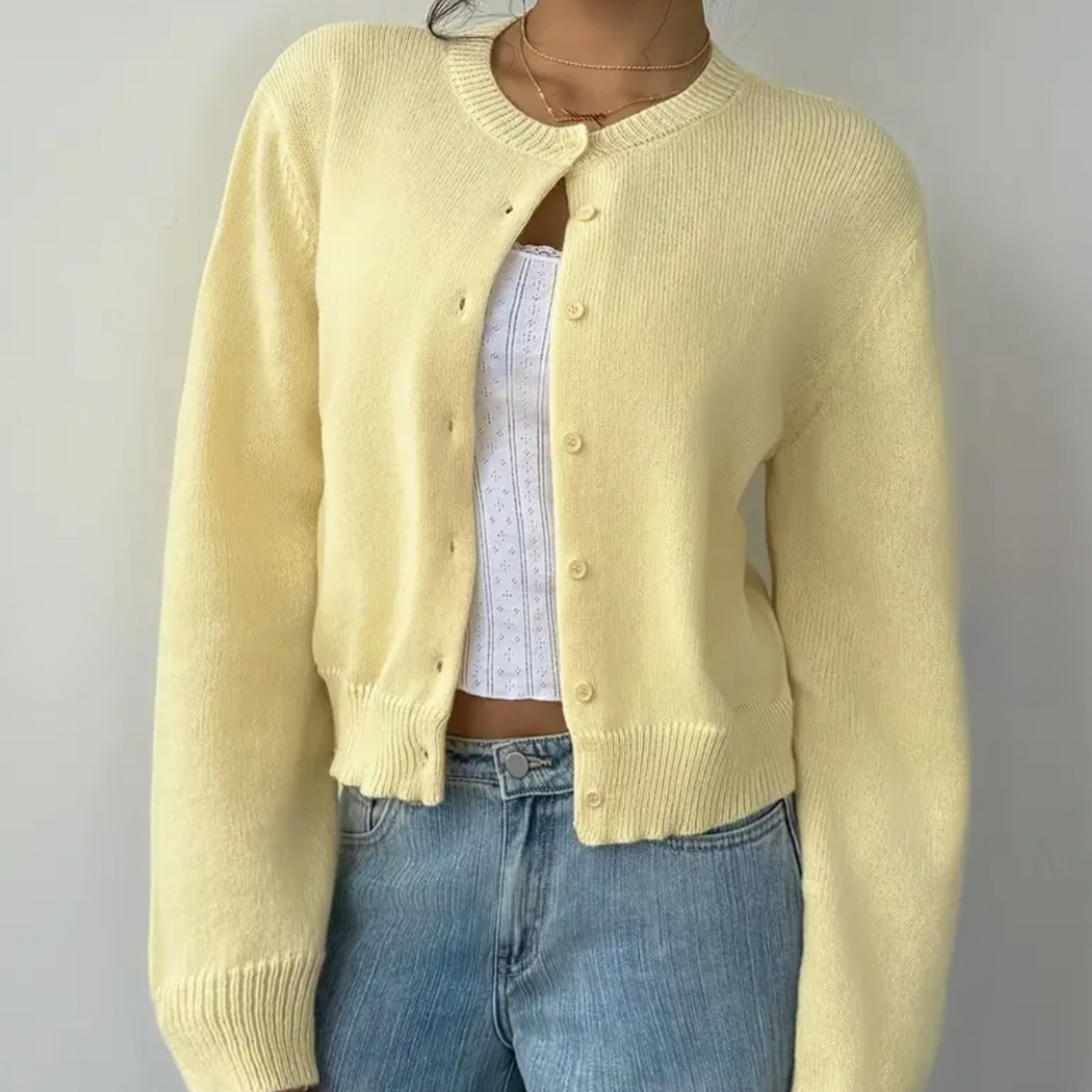 Women's Short Length Soft Button-Up Layering Cardigan