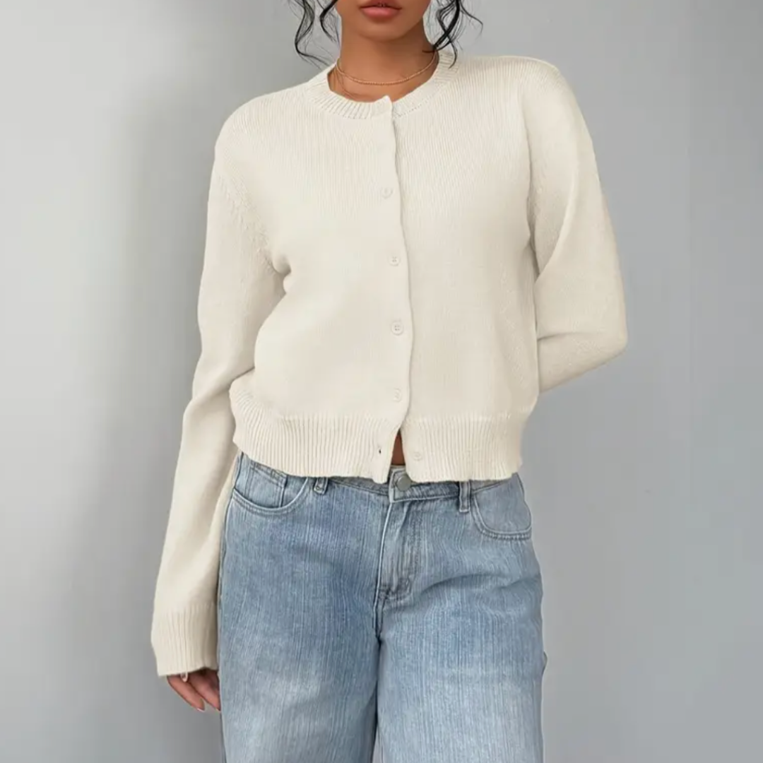 Women's Short Length Soft Button-Up Layering Cardigan