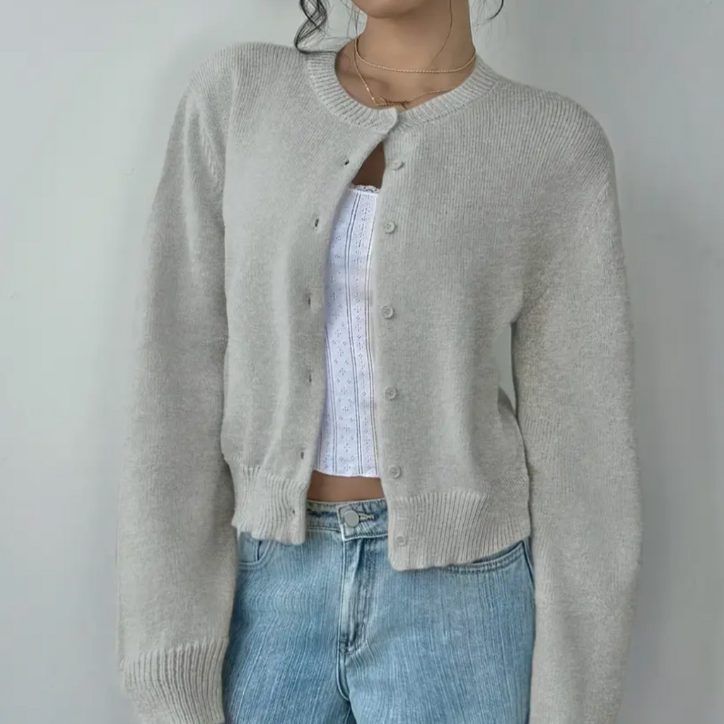 Women's Short Length Soft Button-Up Layering Cardigan