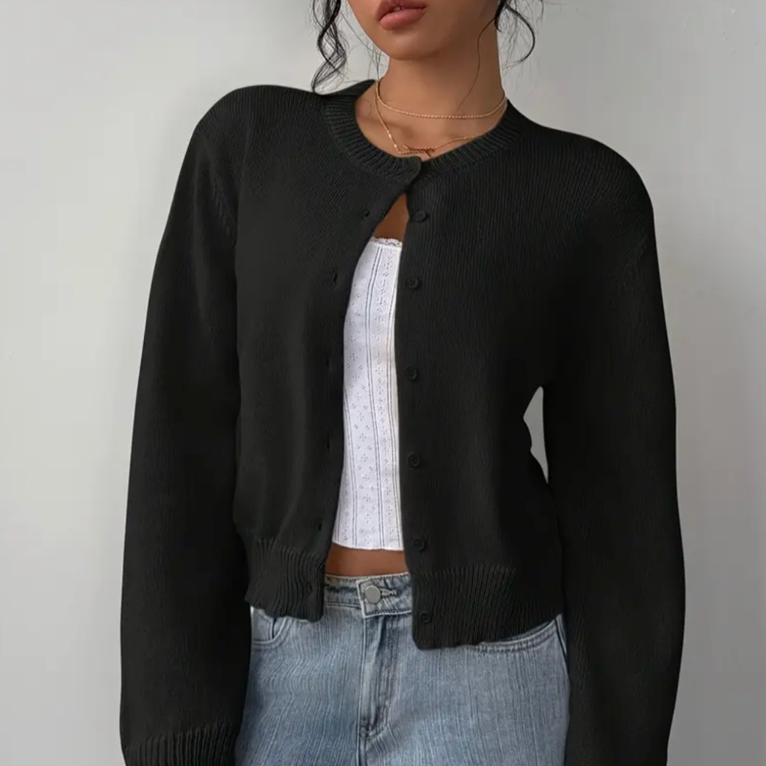Women's Short Length Soft Button-Up Layering Cardigan