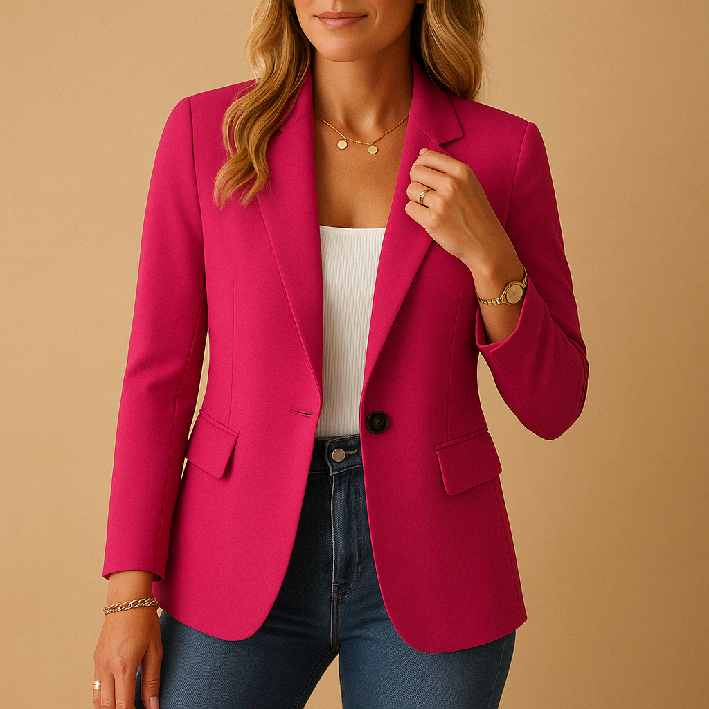 Women's Flattering Fit Blazer with One-Button Closure