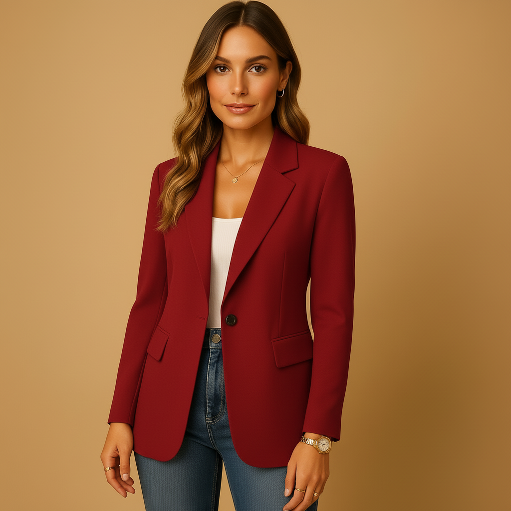 Women's Flattering Fit Blazer with One-Button Closure