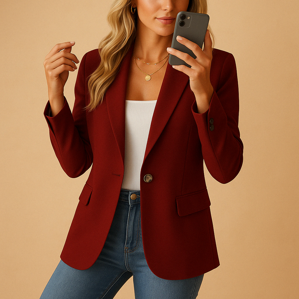 Women's Flattering Fit Blazer with One-Button Closure