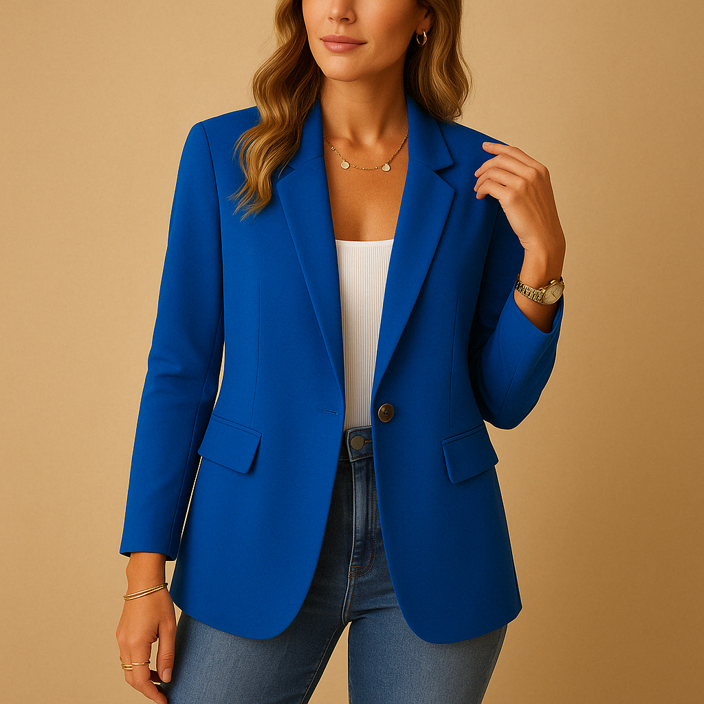 Women's Flattering Fit Blazer with One-Button Closure