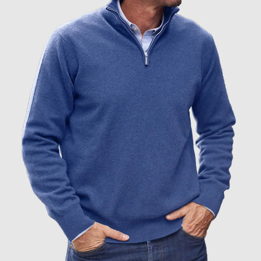 Men's Versatile High Collar Quarter-Zip Sweater Top