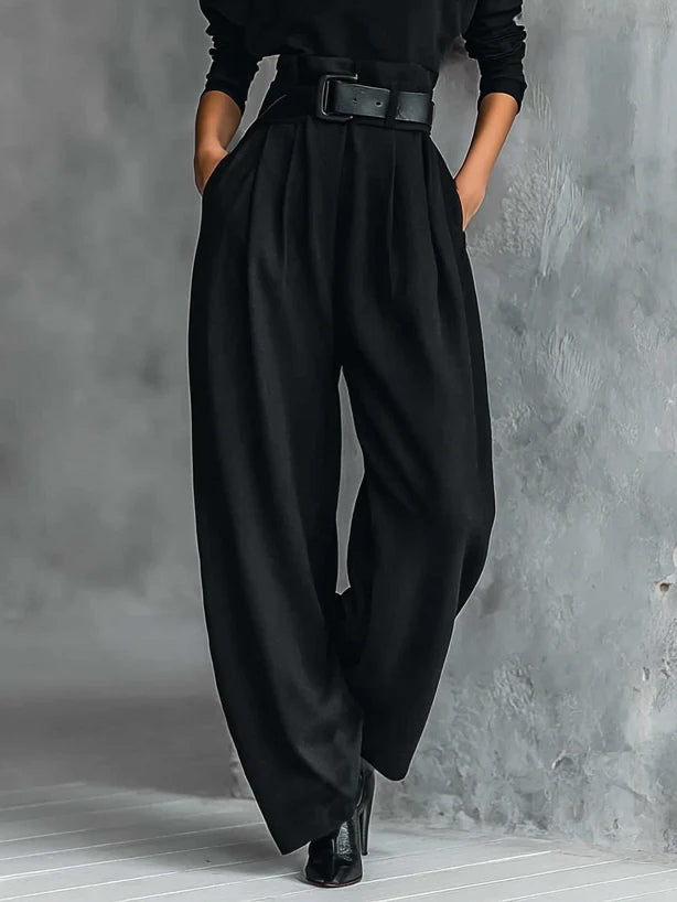 Women's Elegant High Neck Wide Leg Pants Outfit Set