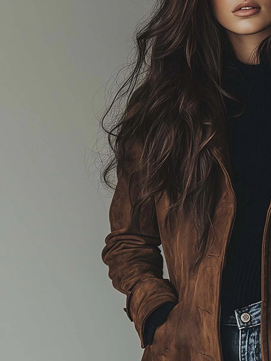 Women's Long Line Double Breasted Belted Raincoat