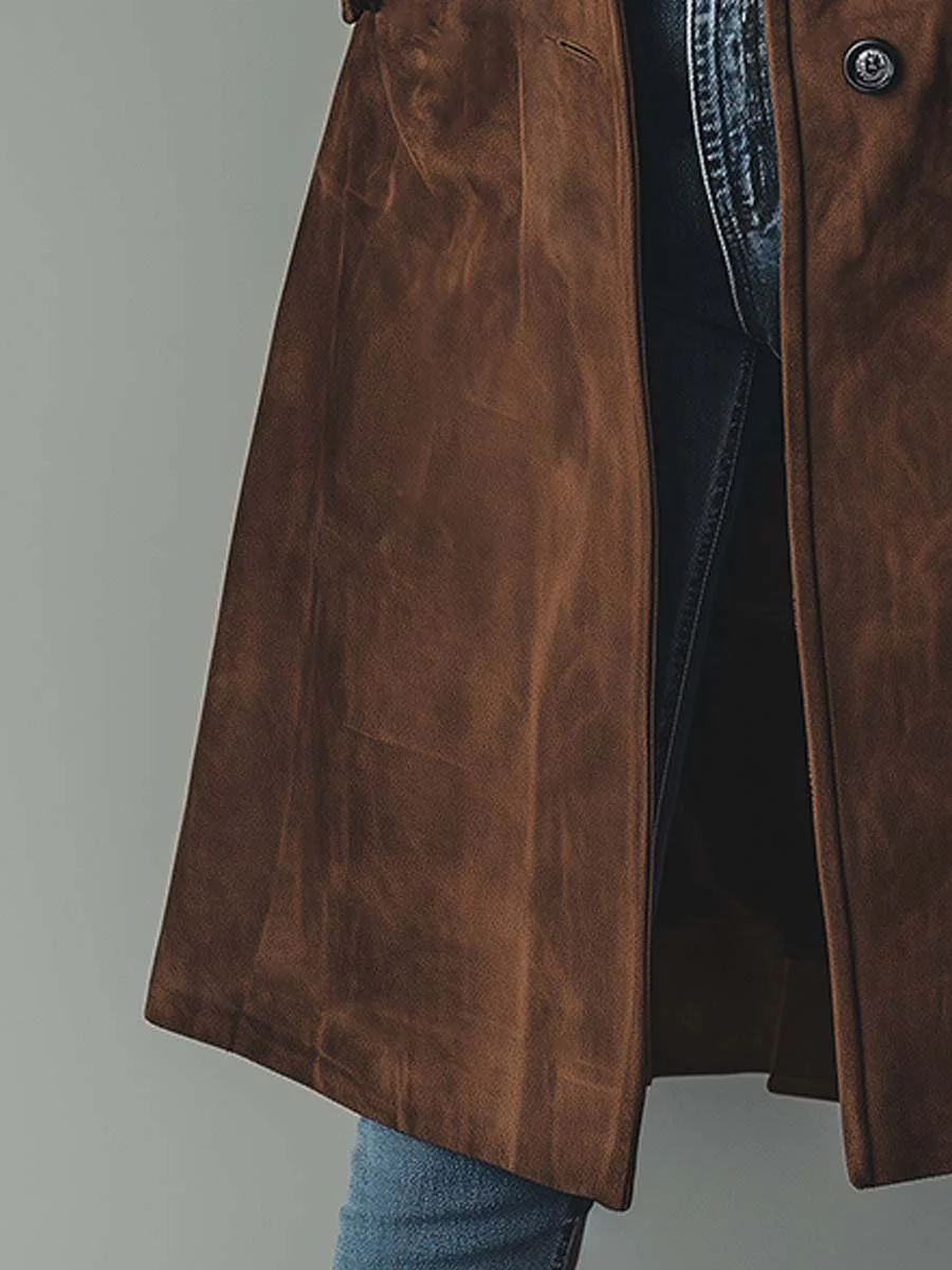 Women's Long Line Double Breasted Belted Raincoat