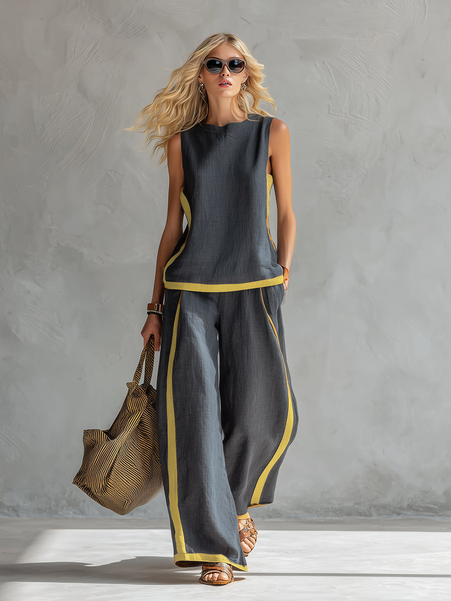 Women's Relaxed Travel Wide-Leg Pants Matching Set