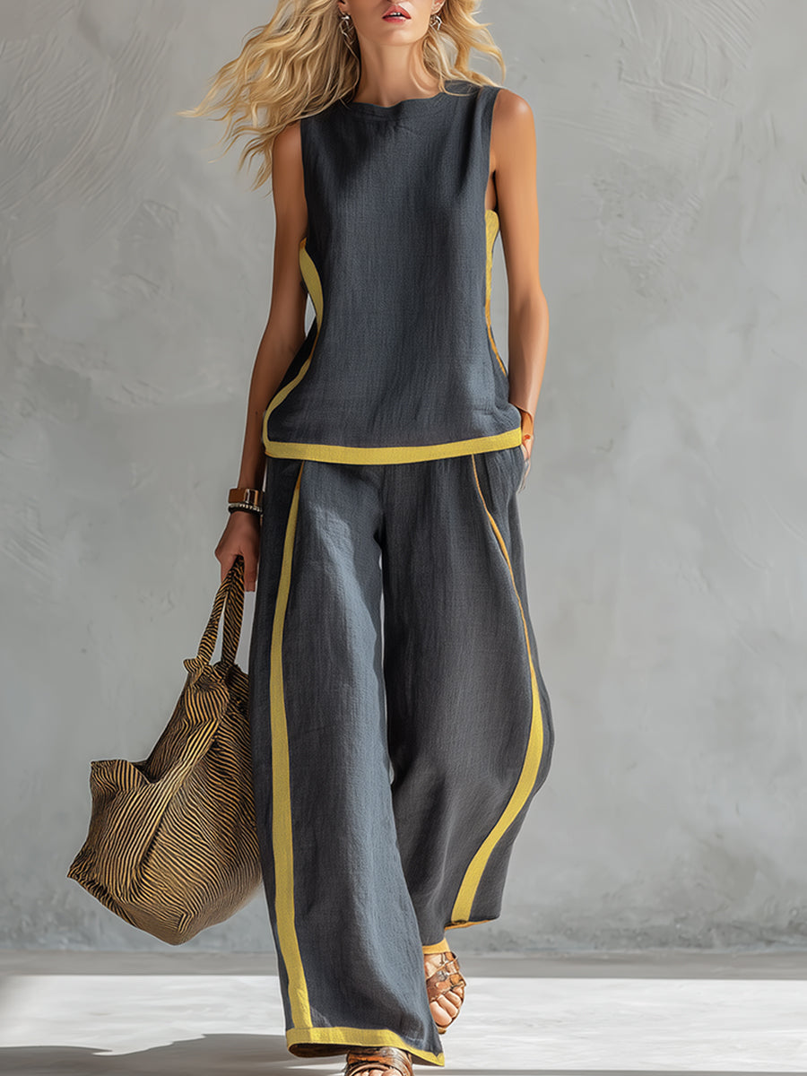 Women's Relaxed Travel Wide-Leg Pants Matching Set